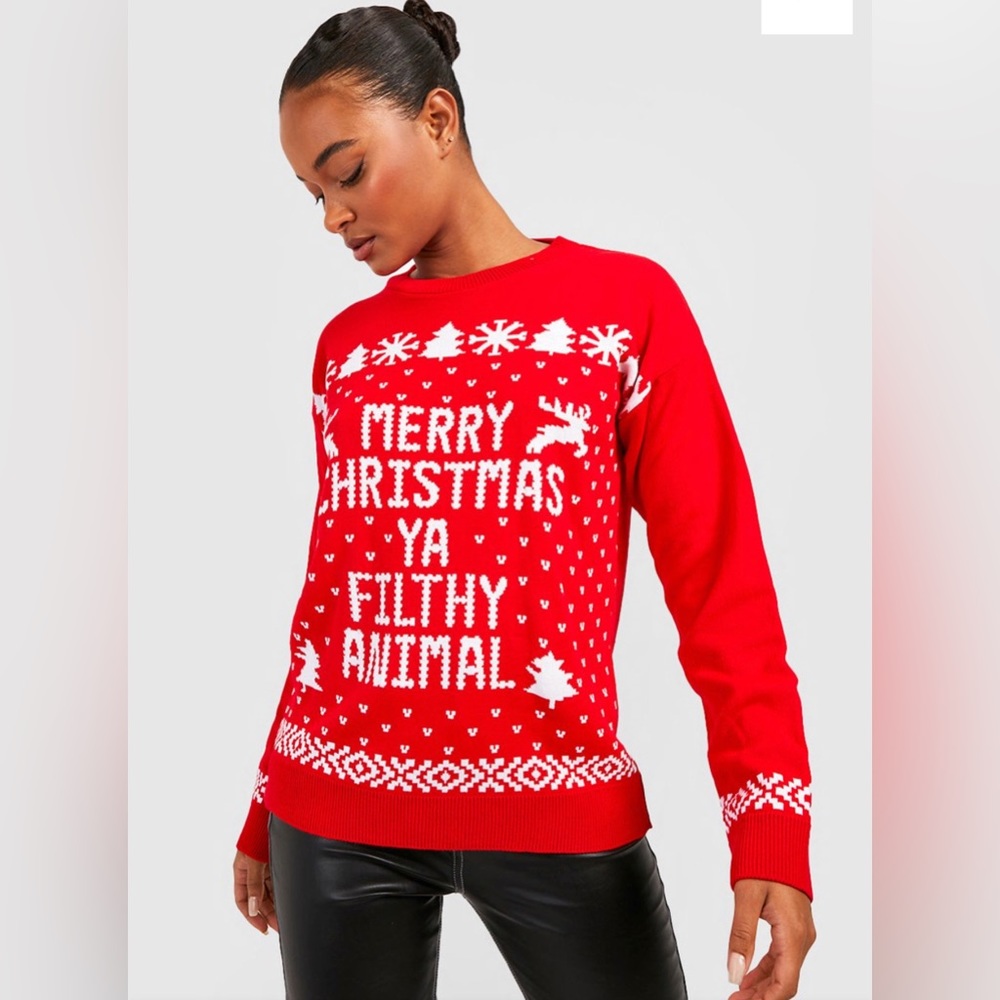 “Merry Christmas Ya Filthy Animal” sweater